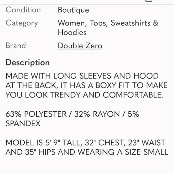 Double Zero Boutique Brand Oversized Hoodie Pullover Size M - Picture 6 of 16